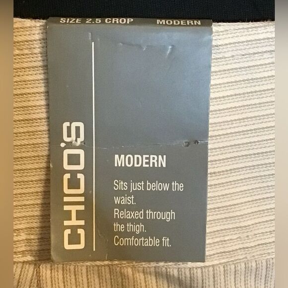 Chico’s Khaki/white striped Crop pants Modern fit - Picture 5 of 6